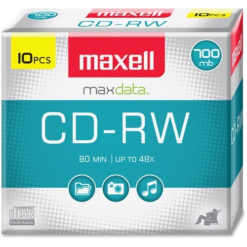 Maxell 4x CD-RW Media - 120mm - 1.33 Hour Maximum Recording Time