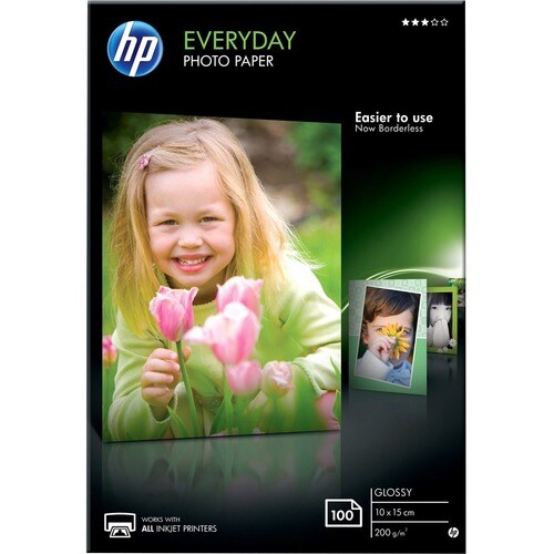 HP Everyday Inkjet Photo Paper - 100 mm x 150 mm - 200 g/m² Grammage - Smooth, Glossy - 100 / Pack