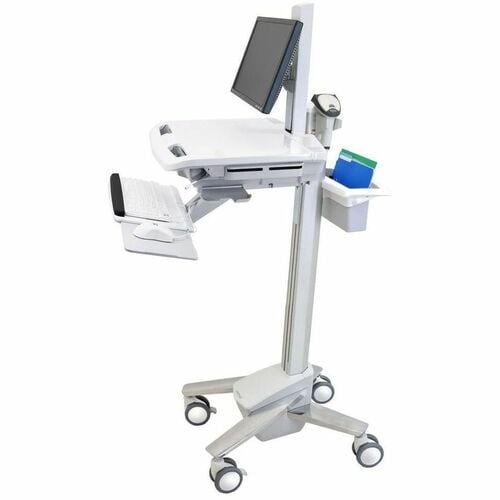 Ergotron StyleView Medical Cart - 15.88 kg Capacity - 4 Casters - Aluminium - 464.8 mm Width x 1282.7 mm Height - White, Grey