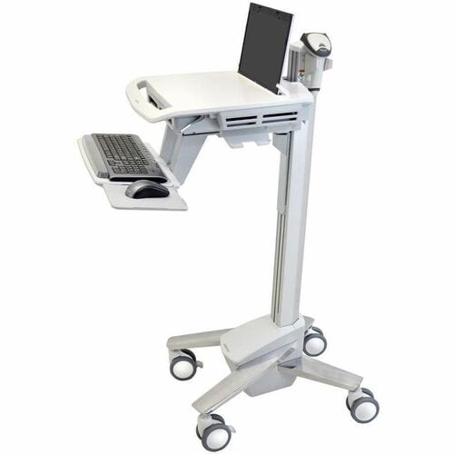 Ergotron StyleView Medical Cart - 8.16 kg Capacity - 4 Casters - Aluminium - 464.8 mm Width x 1282.7 mm Height - White, Grey