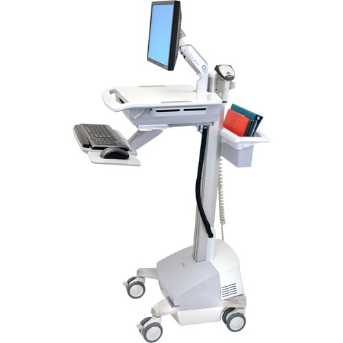 Ergotron StyleView Medical Trolley - 15.88 kg Capacity - 4 Casters - Plastic, Aluminium - x 1282.7 mm Height - Grey