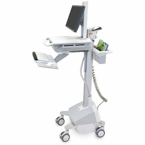 Ergotron StyleView Medical Cart - 14.06 kg Capacity - 4 Casters - Aluminium - 464.8 mm Width x 1282.7 mm Height - White, Grey