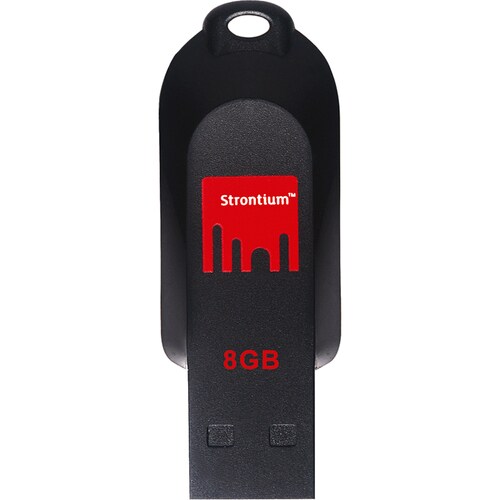Strontium 8GB Pollex USB 2.0 Flash Drive - 8 GB - USB 2.0 - 25 MB/s Read Speed - 5 MB/s Write Speed - Black, Red - 5 Year 