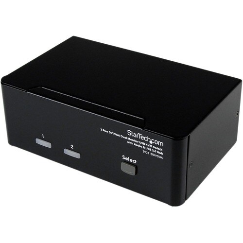 StarTech.com 2 Port KVM Switch - DVI and VGA w/ Audio and USB 2.0 Hub - Dual Monitor / Display / Screen KVM Switch - DVI V