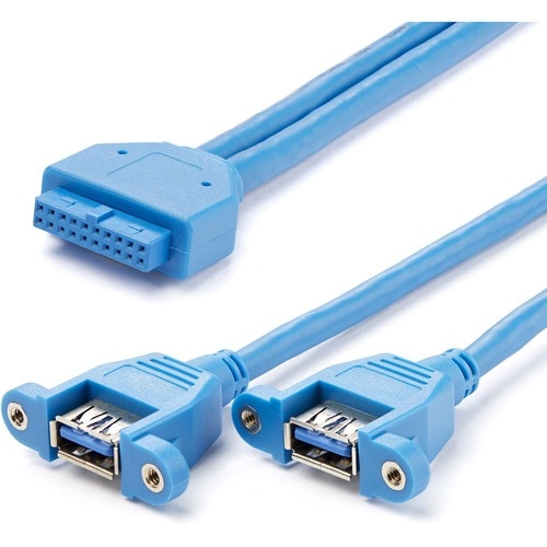 StarTech.com 2 Port Panel Mount USB 3.0 Cable - USB A to Motherboard Header Cable F/F - First End: 2 x 9-pin USB 3.0 Type 