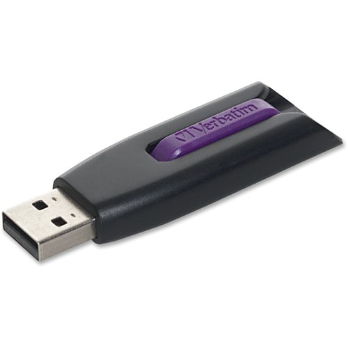 Verbatim Store 'n' Go V3 USB Drive - 16 GB - USB 3.0 - 60 MB/s Read Speed - 12 MB/s Write Speed - Purple, Black - 2 Year W