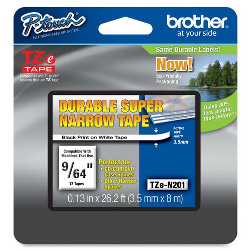 Brother TZe-N201 Label Tape - 3.30 mm - Thermal Transfer - White - 1 Roll