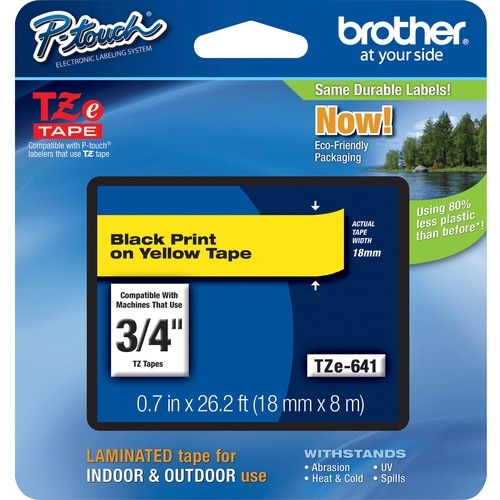 Brother P-touch TZE641 Label Tape - 17.78 mm - Rectangle - Yellow - 1 Each