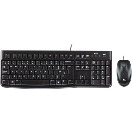 Logitech MK120 Keyboard & Mouse - Belgian - USB Cable Keyboard - USB Cable Mouse - Optical - Symmetrical