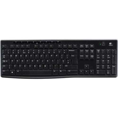 Logitech K270 Keyboard - Wireless Connectivity - USB Interface - AZERTY Layout - Black - 3.05 m - 2.40 GHz Email, Music, I