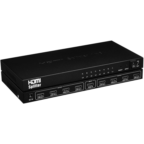 4XEM 8 Port high speed HDMI video splitter fully supporting 1080p, 3D for Blu-Ray, gaming consoles and all other HDMI comp