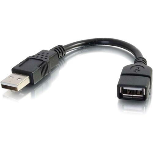 C2G 6in USB Extension Cable - USB 2.0 to USB - M/F - Provides a convenient way to connect a USB device with a fixed USB ou