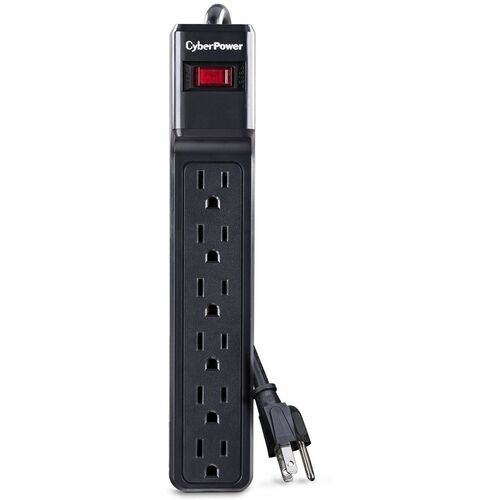 CyberPower CSB6012 Essential 6 - Outlet Surge with 1200 J - Clamping Voltage 800V, 12 ft, NEMA 5-15P, Straight, 15 Amp, EM