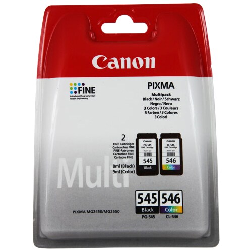 Canon PG-545/CL-546 Original Inkjet Ink Cartridge - Multi-pack - Black, Colour - 2 Pack - 180 Pages Color, 180 Pages Black