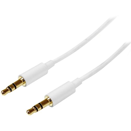 StarTech.com 2m White Slim 3.5mm Stereo Audio Cable - 3.5mm Audio Aux Stereo - Male to Male Headphone Cable - 2x 3.5mm Min