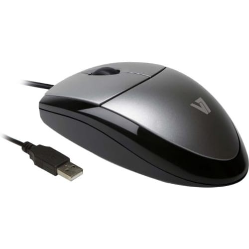 V7 MV3000 Mouse - USB - Optical - 3 Button(s) - Black - Cable - 1000 dpi - Scroll Wheel