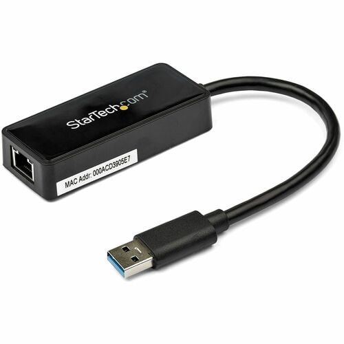 Adaptador Tarjeta de Red NIC Externa USB 3.0 de 1 Puerto Gigabit Ethernet RJ45 y Puerto USB - Negro StarTech.com USB31000SPTB