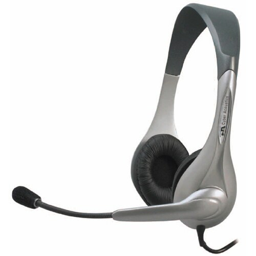 Cyber Acoustics Speech Recognition Stereo Headset and Boom Mic - Wired Connectivity - Stereo - Over-the-head - Silver