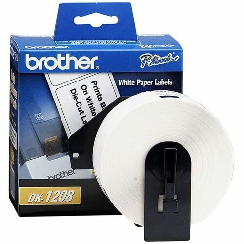 Brother DK1208 - Large Address Labels - 3.50" Width x 1.50" Length - 400 / Roll - Rectangle - Direct Thermal - White - Pap
