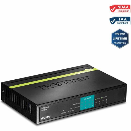 Switch Ethernet TRENDnet TPE-S44 8 Porte - 2 Layer supportato - 30 W PoE Budget - Coppia incrociata - PoE Ports - Desktop 