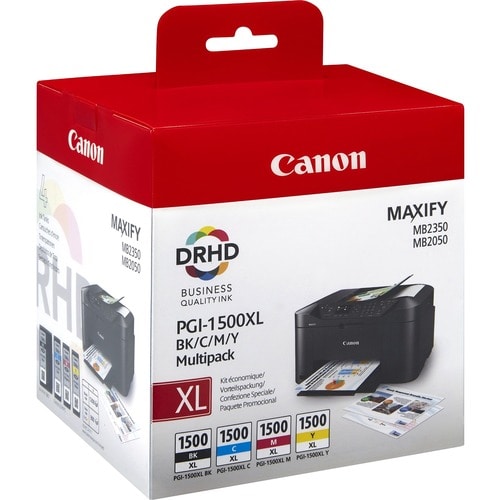 Cartucho de tinta Canon PGI-1500XL C/M/Y/BK - Amarillo, Cián, Magenta, Negro Original - Empaque Múltiple - Tinta - Alto Re