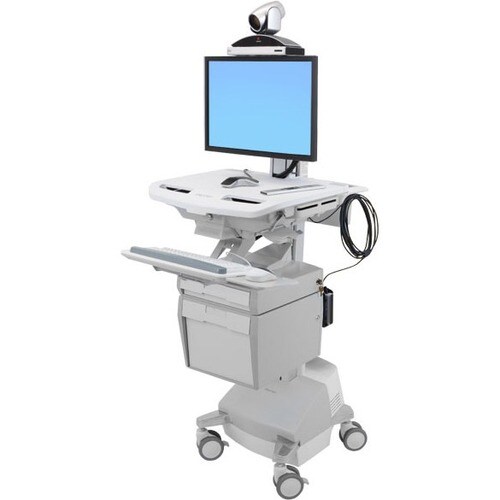 Ergotron StyleView Medical Trolley - Push Handle Handle - 17.69 kg Capacity - 4 Casters - Aluminium - White, Grey