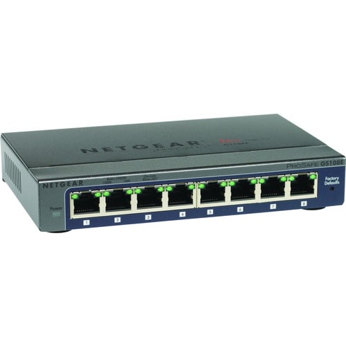 Netgear ProSafe Plus GS108E 8 Ports Ethernet Switch - 2 Layer Supported - Desktop, Wall Mountable - Lifetime Limited Warranty