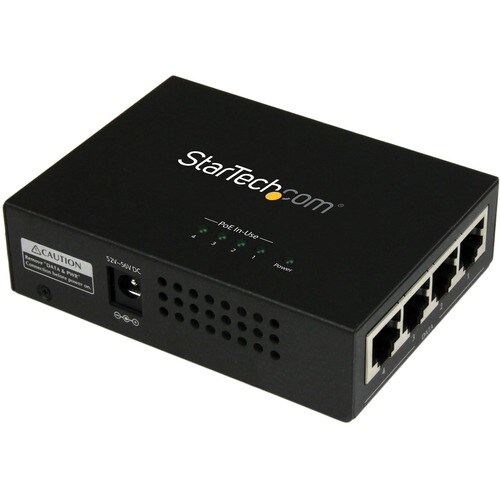 StarTech.com Inyector de Alimentación PoE Power over Ethernet Midspan 4 Puertos Gigabit RJ45 de Pared - 802.3 at af - 52 V