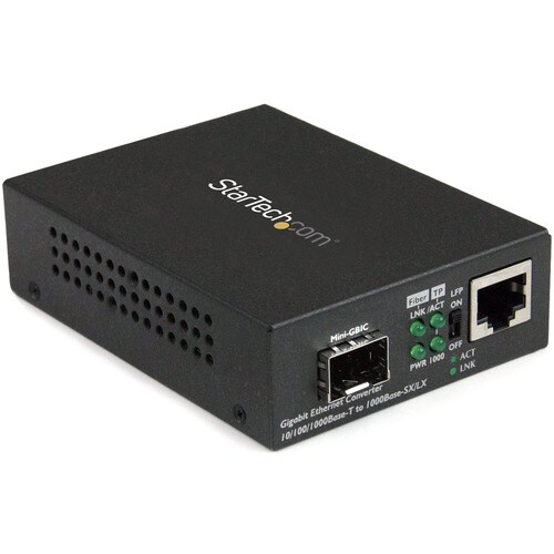 StarTech.com Gigabit Ethernet Fiber Media Converter with Open SFP Slot - Supports 10/100/1000 Networks - Copper to Fiber M