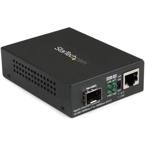 StarTech.com Gigabit Ethernet Fiber Media Converter with Open SFP Slot - Supports 10/100/1000 Networks - Copper to Fiber M