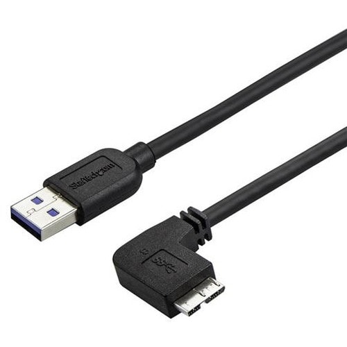 StarTech.com 0.5m 20in Slim Micro USB 3.0 Cable - M/M - USB 3.0 A to Right-Angle Micro USB - USB 3.1 Gen 1 (5 Gbps) - Posi