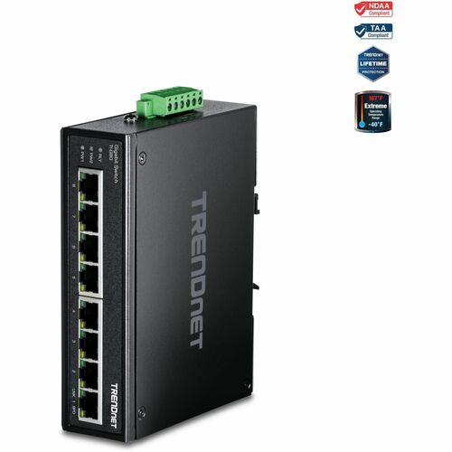 Switch Ethernet TRENDnet TI-G80 8 Porte - 2 Layer supportato - Coppia incrociata - Montabile su rail, Parato montabile