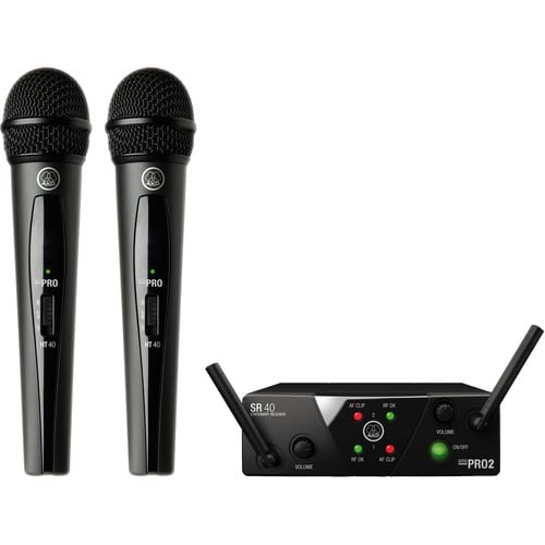 AKG WMS40 Mini Dual Vocal Set Wireless Microphone System - 40 Hz to 20 kHz Frequency Response - 65.62 ft Operating Range