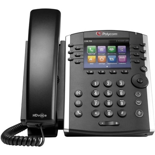 Poly VVX 411 IP Phone - Corded - Wall Mountable - Black - 12 x Total Line - VoIP - 2 x Network (RJ-45) - PoE Ports