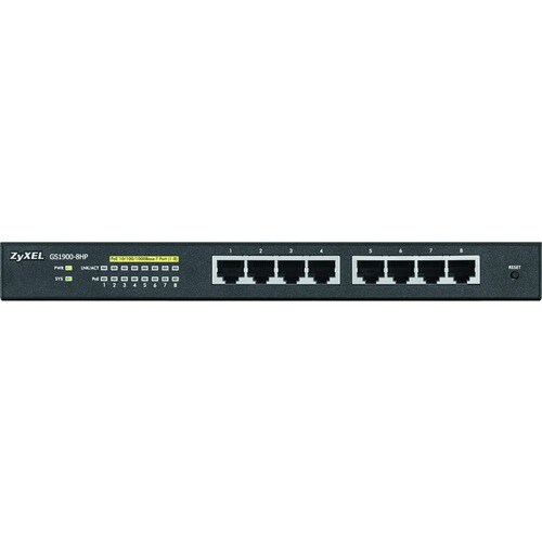 ZYXEL GS1900-8HP 8 Ports Manageable Ethernet Switch - 2 Layer Supported - Twisted Pair - Desktop