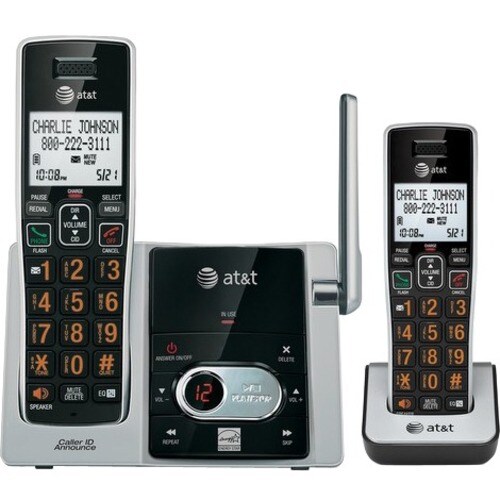 AT&T CL82213 DECT 6.0 Cordless Phone - Cordless - 1 x Phone Line - 2 x Handset - Speakerphone - Answering Machine - Hearin