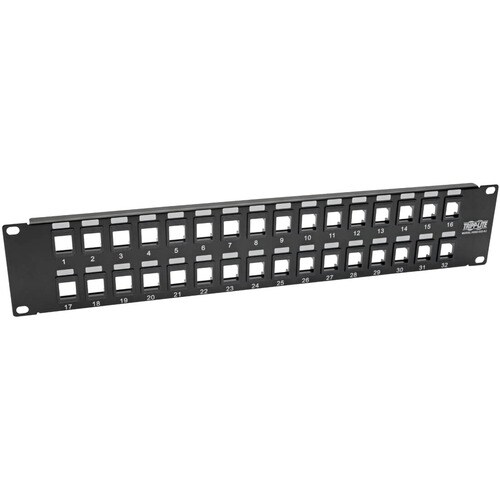 Tripp Lite 32-Port 2U Rack-Mount Unshielded Blank Keystone/Multimedia Patch Panel RJ45 Ethernet USB HDMI Cat5e/6 - 32 Port