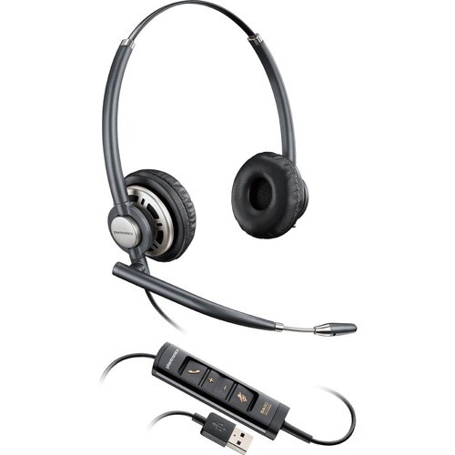 Plantronics Corded Headset with USB Connection - Stereo - USB - Wired - Over-the-head - Binaural - Supra-aural - Noise Can