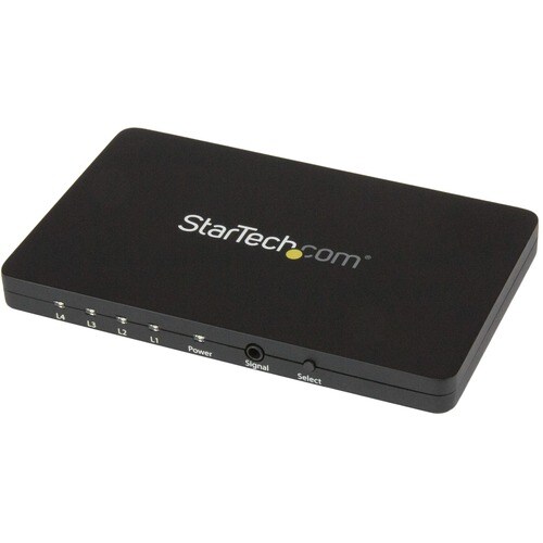 StarTech.com Audio/Video Switchbox - Cable - 3840 × 2160 - 4K - 1080p - 4 Input Device - 1 Display - Display, Projector, T