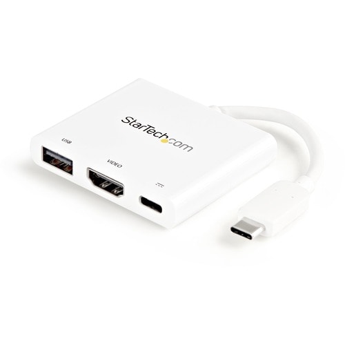 StarTech.com Adaptador Multifunción USB-C a HDMI 4K - Replicador de Puertos con Entrega de Potencia y Puerto USB-A - Blanc
