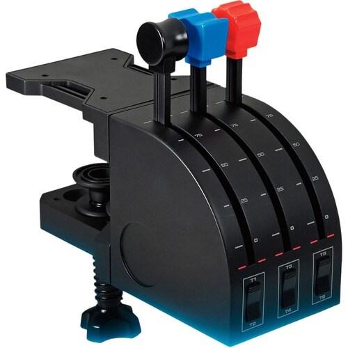 Saitek Flight Throttle Quadrant Professional Simulation Axis Levers - Cable - USB - PC - 5.90 ft Cable - Black, Red, Blue