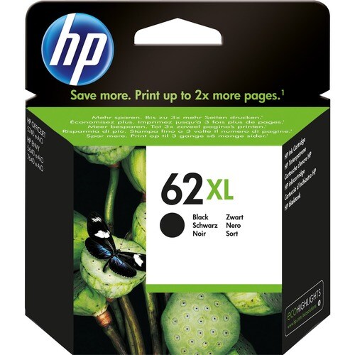HP 62XL Original Ink Cartridge - Black - Inkjet - High Yield - 600 Pages - 1 Pack