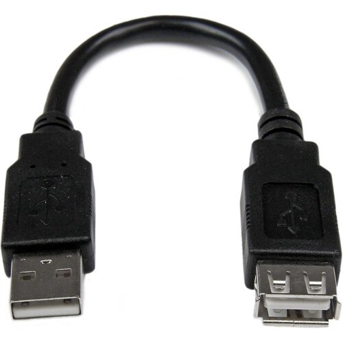 6in USB 2.0 Extension Adapter Cable A to A - M/F - USB extension cable - USB (M) to USB (F) - USB 2.0 - 5.9 in - black - U