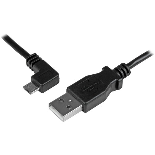 2m 6 ft Micro-USB Charge-and-Sync Cable - Left-Angle Micro-USB - M/M - USB to Micro USB Charging Cable - 24 AWG (USBAUB2MLA)