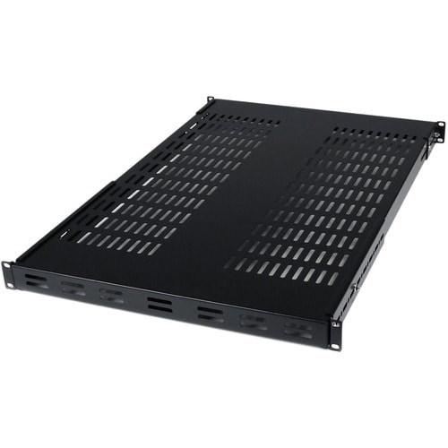 1U Adjustable Vented Server Rack Mount Shelf - 175lbs - 19.5 to 38in Deep Universal Tray for 19" AV/ Network Equipment Rac