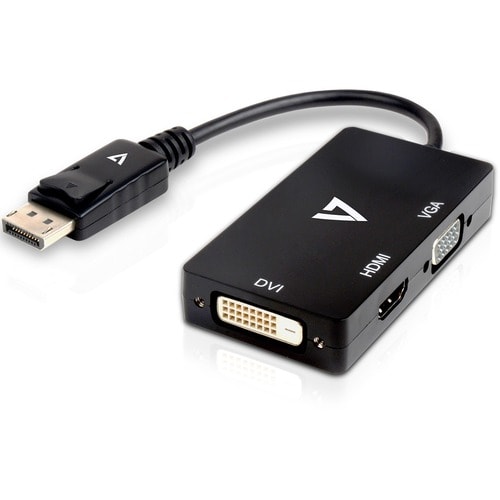 V7 V7DP-VGADVIHDMI-1E 10 cm DVI/DisplayPort/HDMI/VGA A/V Cable for Audio/Video Device, Monitor, Projector - 1 - First End: