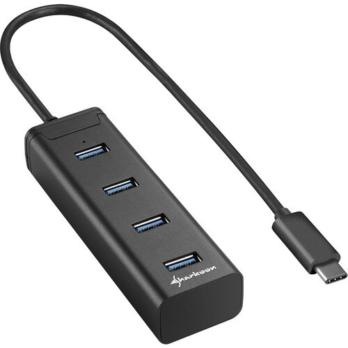Sharkoon USB Hub - USB Type C - External - Silver - 4 Total USB Port(s) - 4 USB 3.0 Port(s) - Mac, PC, Linux