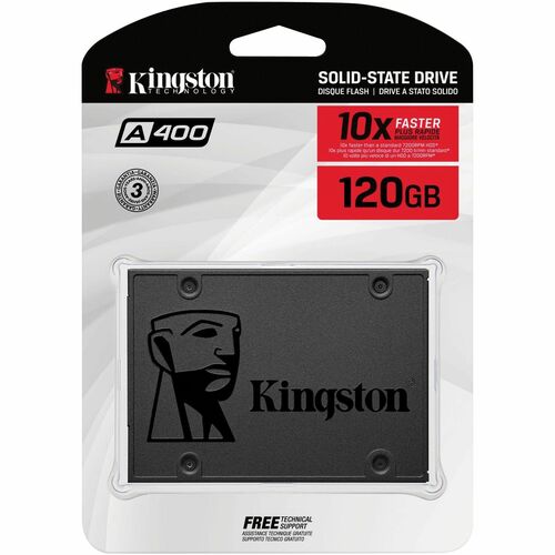 Kingston A400 120 GB Solid State Drive - 2.5" Internal - SATA (SATA/600) - 500 MB/s Maximum Read Transfer Rate - 3 Year Wa