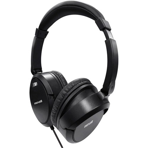 Maxell Noise Cancellation Headphones - Stereo - Black, Gray - Mini-phone (3.5mm) - Wired - 60 Ohm - 10 Hz 28 kHz - Nickel 
