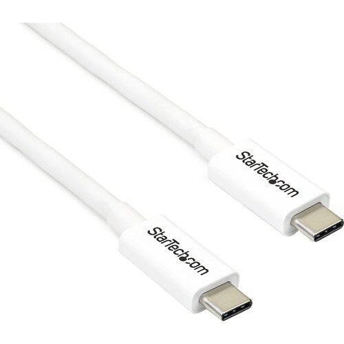 StarTech.com 20Gbps Thunderbolt 3 Cable - 6.6ft/2m - White - 4k 60Hz - Certified TB3 USB-C to USB-C Charger Cord w/ 100W P